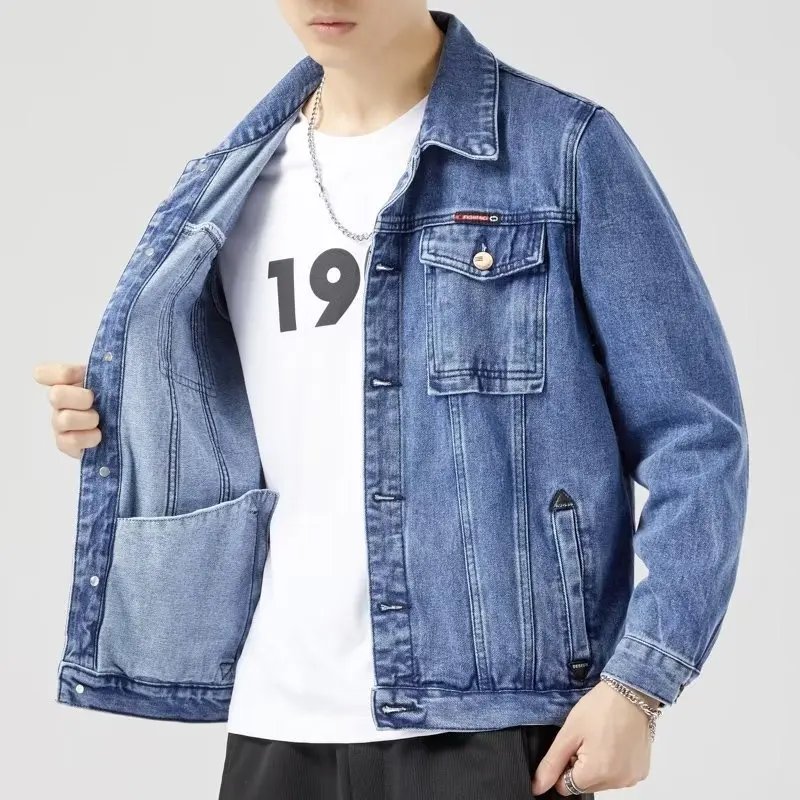 2023 Spring Autumn Men Black Denim Jacket Men's All-Match Korean Casual Fashionable Male Camouflage Work Jacket Shirt Top New