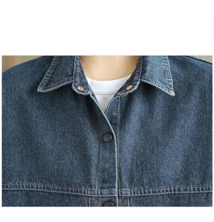 Women Casual Denim Jackets New Arrival 2023 Autumn Vintage Style Turn-down Collar Loose Female Long Sleeve Jeans Coats B3064