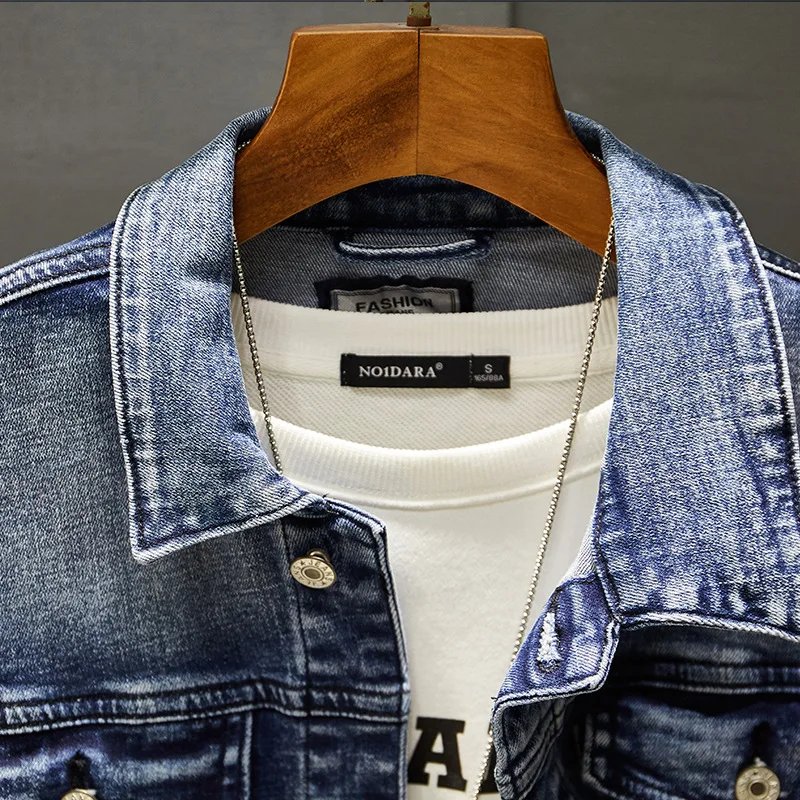 Men's Lapel Denim Jacket Oversized Slim Jacket Top