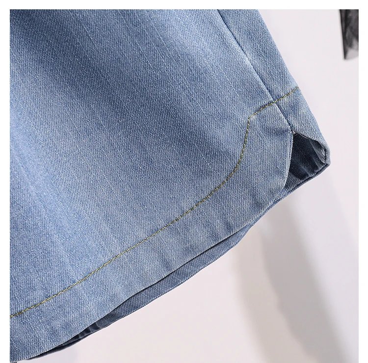 Denim Shorts For Women High Waist Blue Wide Leg Thin Jeans Summer Casual Elastic Waist Loose Shorts Hot Pants S-5XL