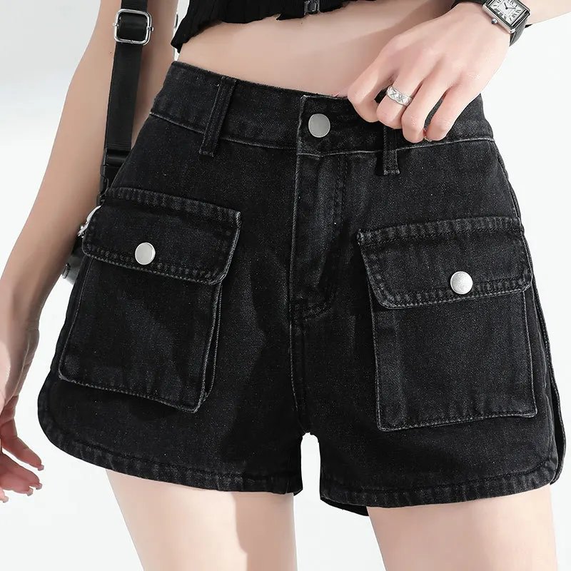 High Waist Thin Pocket Tooling Denim Shorts Women's Summer Loose Fashion Trend Jean Skirt Dancing Jeans Y2k Short Pants Hot Sexy