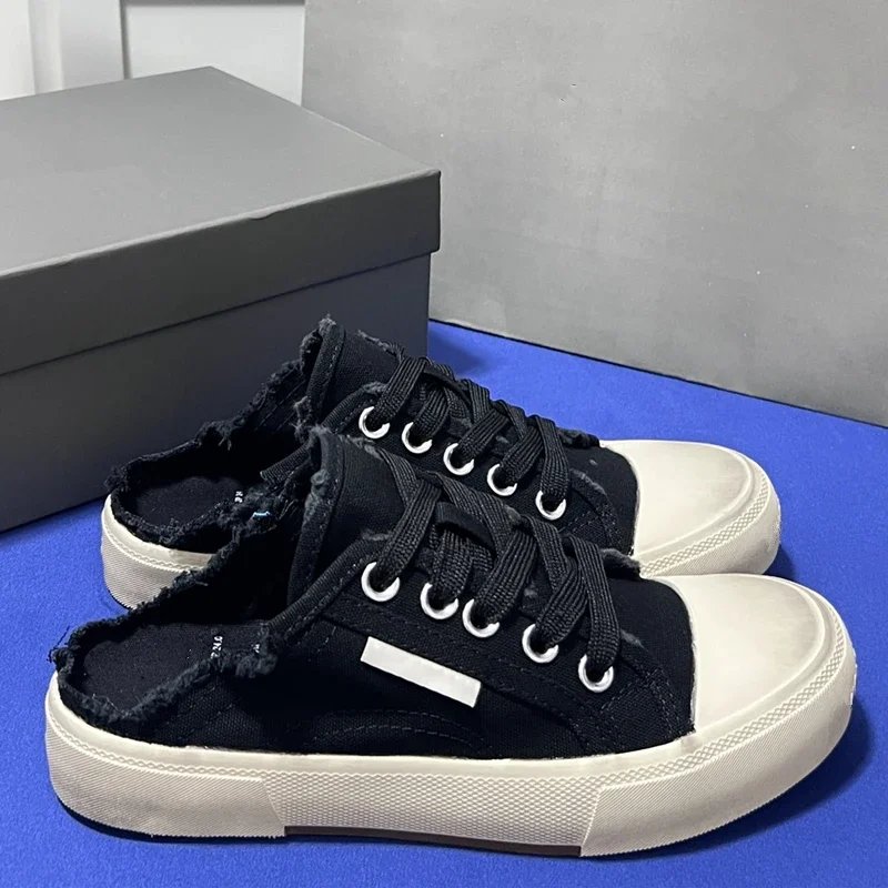 Unisex 2023 New denim canvas flat bottomed women's slippers Student casual sports shoes Vulcanized shoes Men's shoes