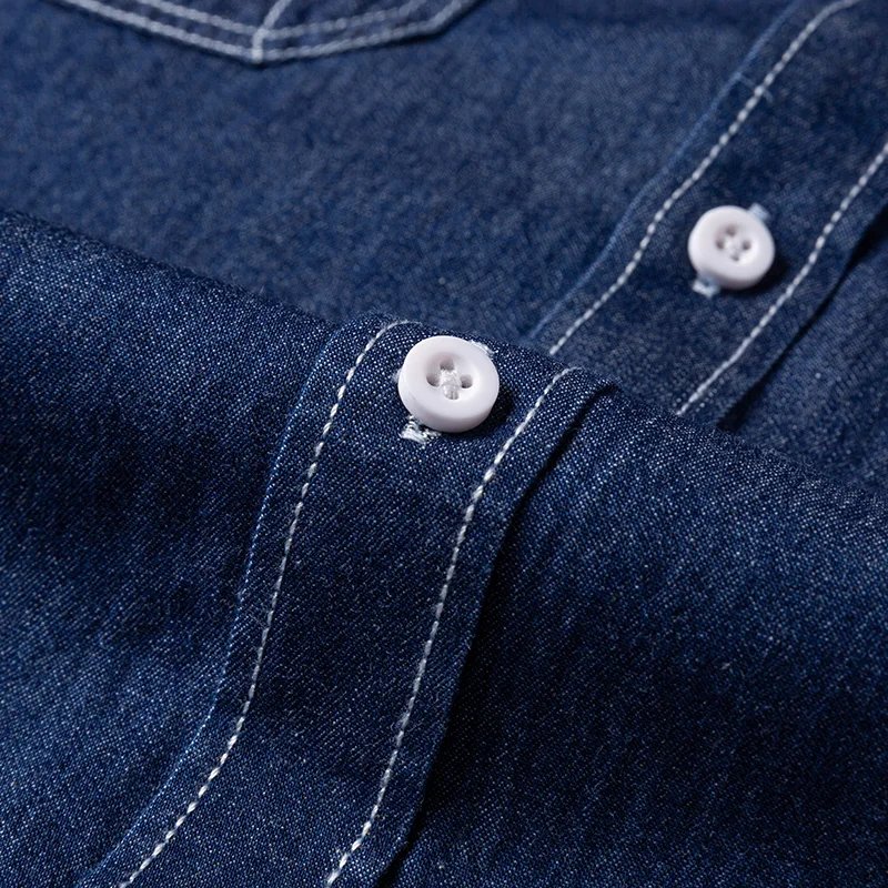 2023 Denim Pocket Design Shirt Classic 100% Cotton Long-Sleeve Fashion Embroider Comfortable Clothes