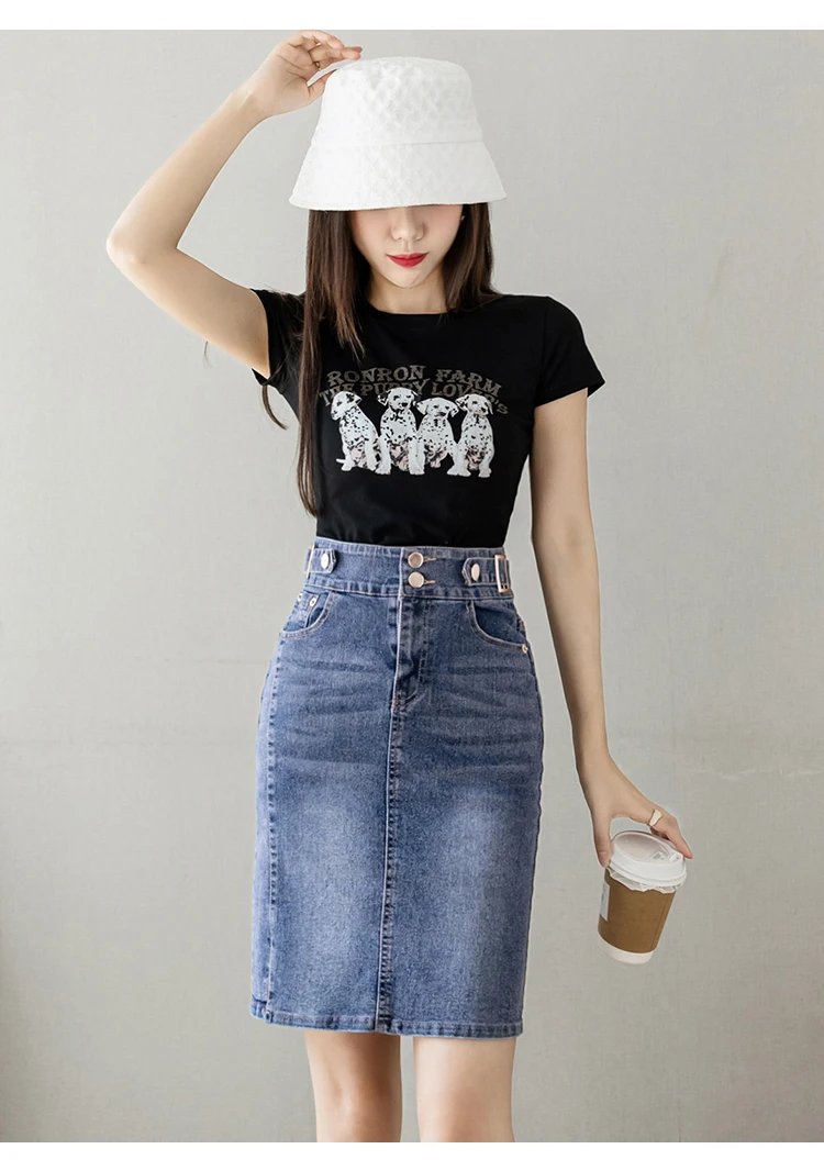 Autumn 2023 Plus Size Skirt For Women High Waist Large Size Slit Black Or Blue Jeans Skirts Korean Fashion Slim Jupe Femme Autumn 2023 Plus Size Skirt For Women High Waist Large Size Slit Black Or Blue Jeans Skirts Korean Fashion Slim Jupe Femme