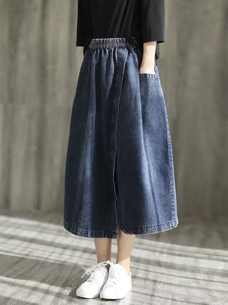 Max LuLu 2024 Spring Ladies Elegant Streetwear Womens Fashion Vintage Loose Denim Skirts Females Luxury Classic Casual Clothes