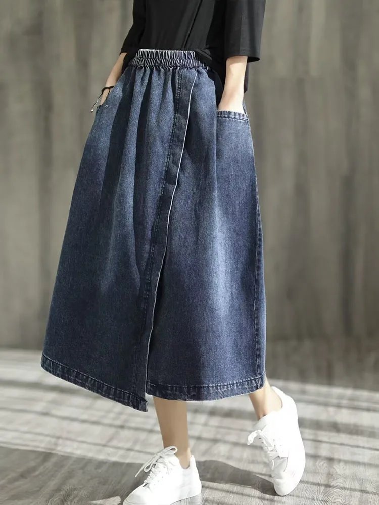 Max LuLu 2024 Spring Ladies Elegant Streetwear Womens Fashion Vintage Loose Denim Skirts Females Luxury Classic Casual Clothes