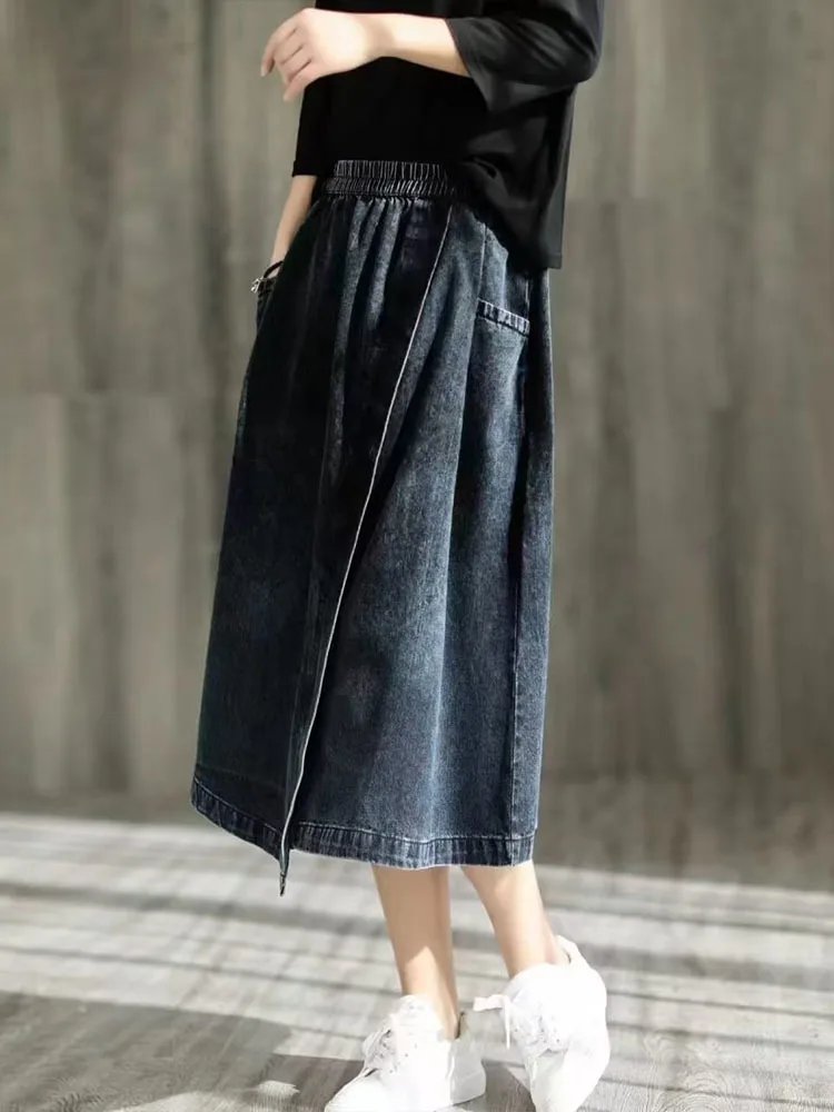 Max LuLu 2024 Spring Ladies Elegant Streetwear Womens Fashion Vintage Loose Denim Skirts Females Luxury Classic Casual Clothes