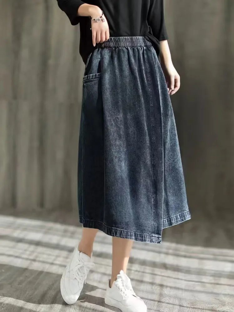 Max LuLu 2024 Spring Ladies Elegant Streetwear Womens Fashion Vintage Loose Denim Skirts Females Luxury Classic Casual Clothes