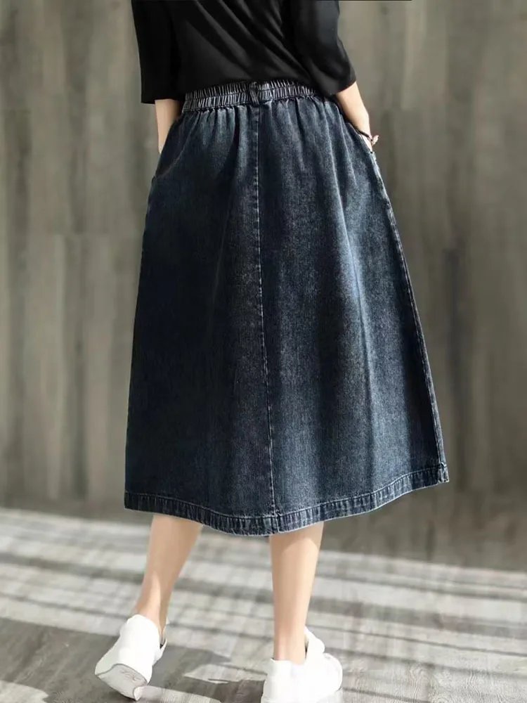 Max LuLu 2024 Spring Ladies Elegant Streetwear Womens Fashion Vintage Loose Denim Skirts Females Luxury Classic Casual Clothes