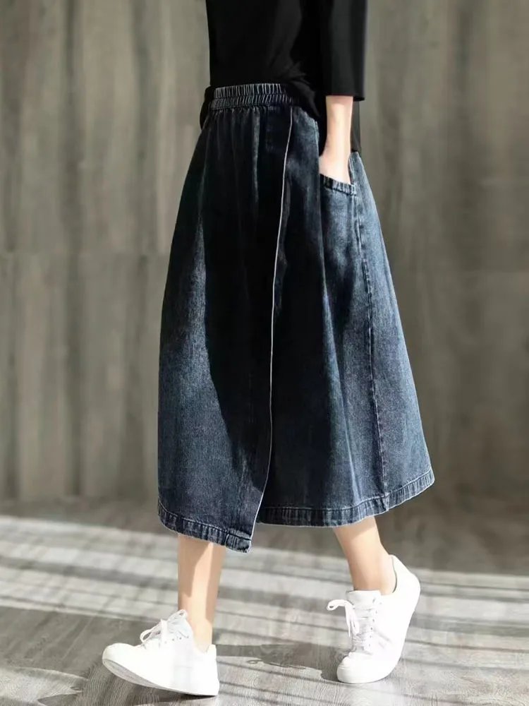 Max LuLu 2024 Spring Ladies Elegant Streetwear Womens Fashion Vintage Loose Denim Skirts Females Luxury Classic Casual Clothes