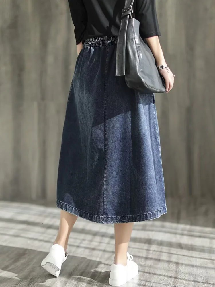 Max LuLu 2024 Spring Ladies Elegant Streetwear Womens Fashion Vintage Loose Denim Skirts Females Luxury Classic Casual Clothes