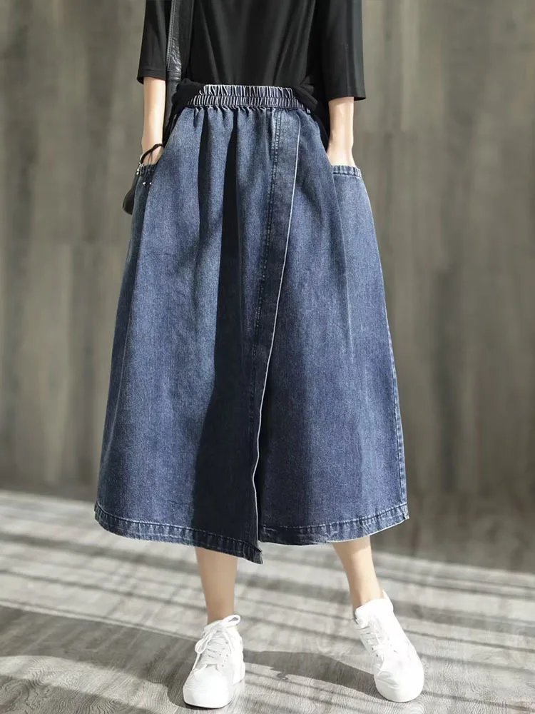 Max LuLu 2024 Spring Ladies Elegant Streetwear Womens Fashion Vintage Loose Denim Skirts Females Luxury Classic Casual Clothes