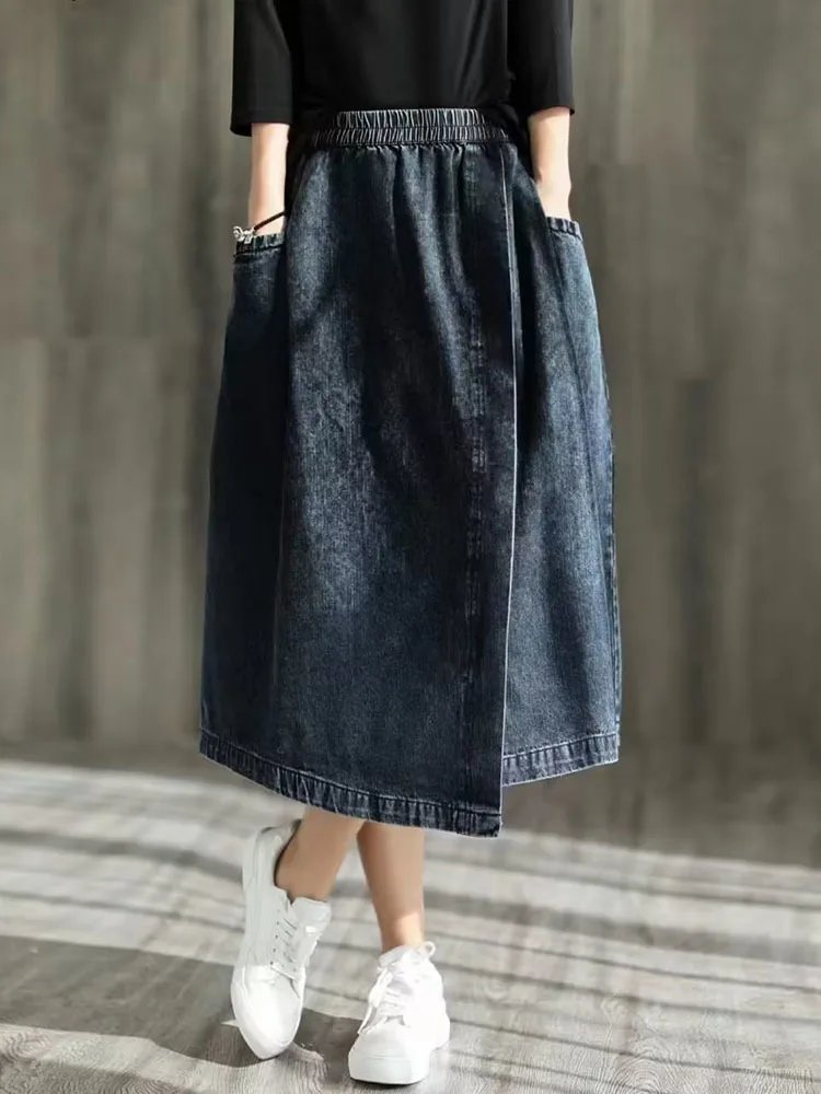 Max LuLu 2024 Spring Ladies Elegant Streetwear Womens Fashion Vintage Loose Denim Skirts Females Luxury Classic Casual Clothes