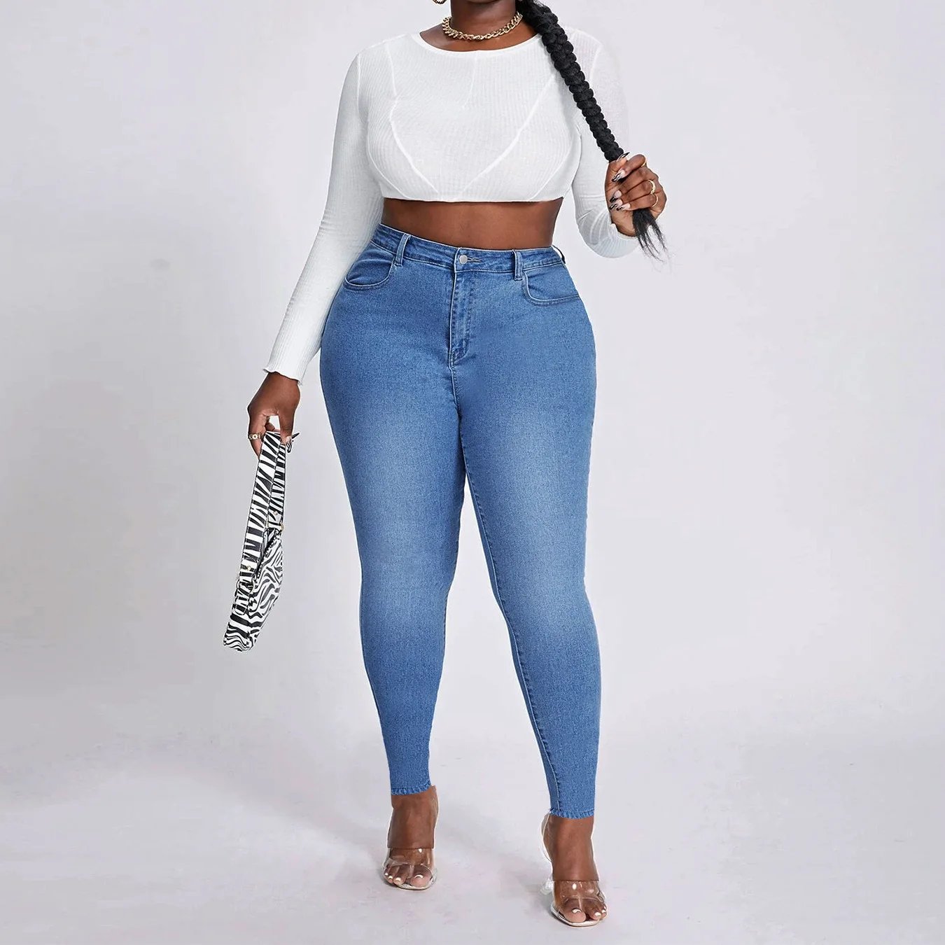 2023 New Women's High Waist Plus Size Jeans Fashion Stretch Skinny Denim Pencil Pants Casual Female Trousers XL-4XL Drop Ship