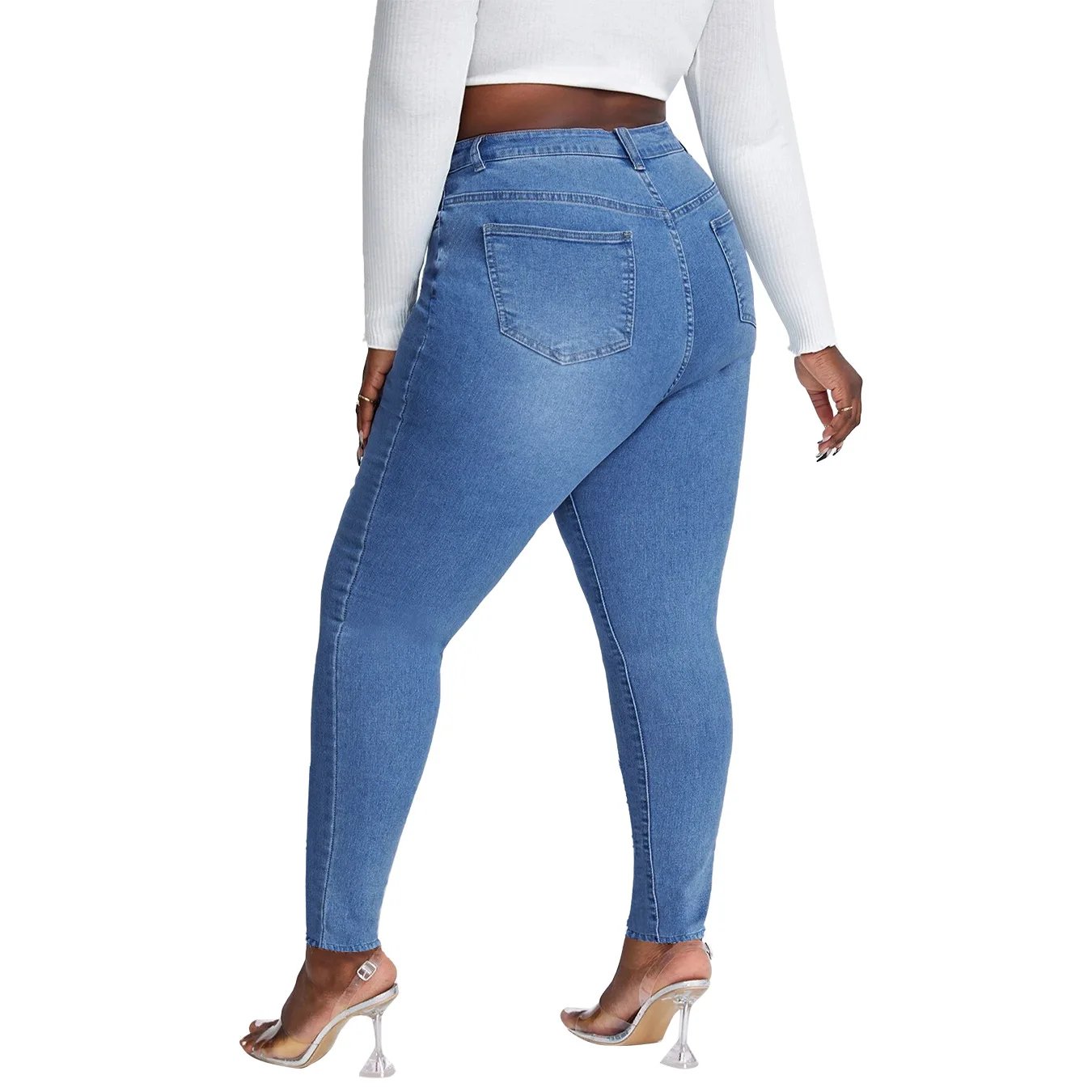 2023 New Women's High Waist Plus Size Jeans Fashion Stretch Skinny Denim Pencil Pants Casual Female Trousers XL-4XL Drop Ship