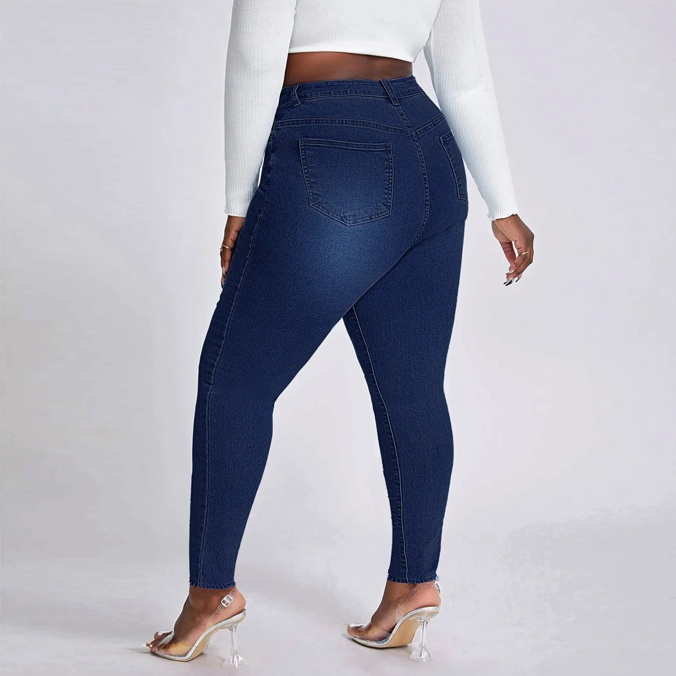 2023 New Women's High Waist Plus Size Jeans Fashion Stretch Skinny Denim Pencil Pants Casual Female Trousers XL-4XL Drop Ship