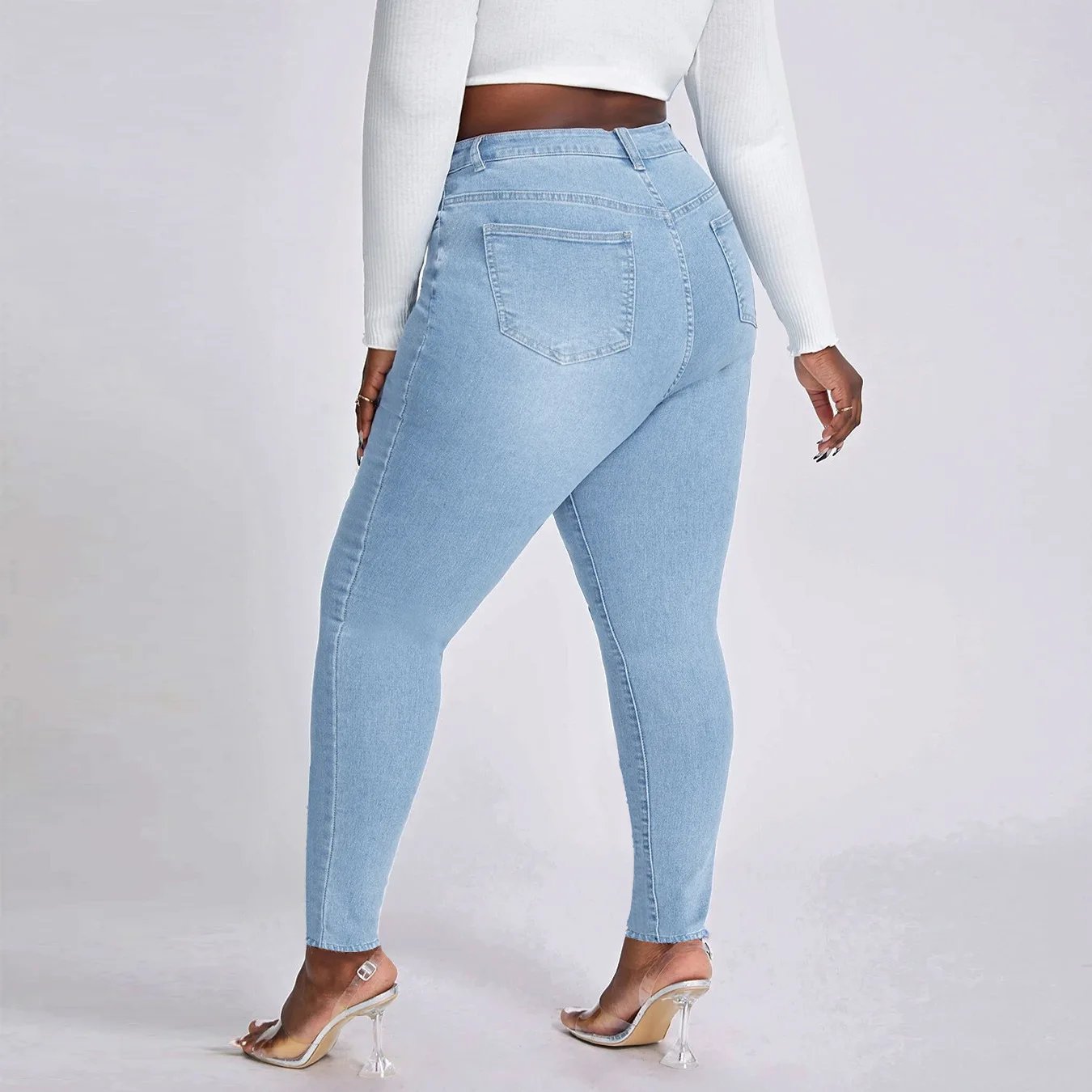 2023 New Women's High Waist Plus Size Jeans Fashion Stretch Skinny Denim Pencil Pants Casual Female Trousers XL-4XL Drop Ship