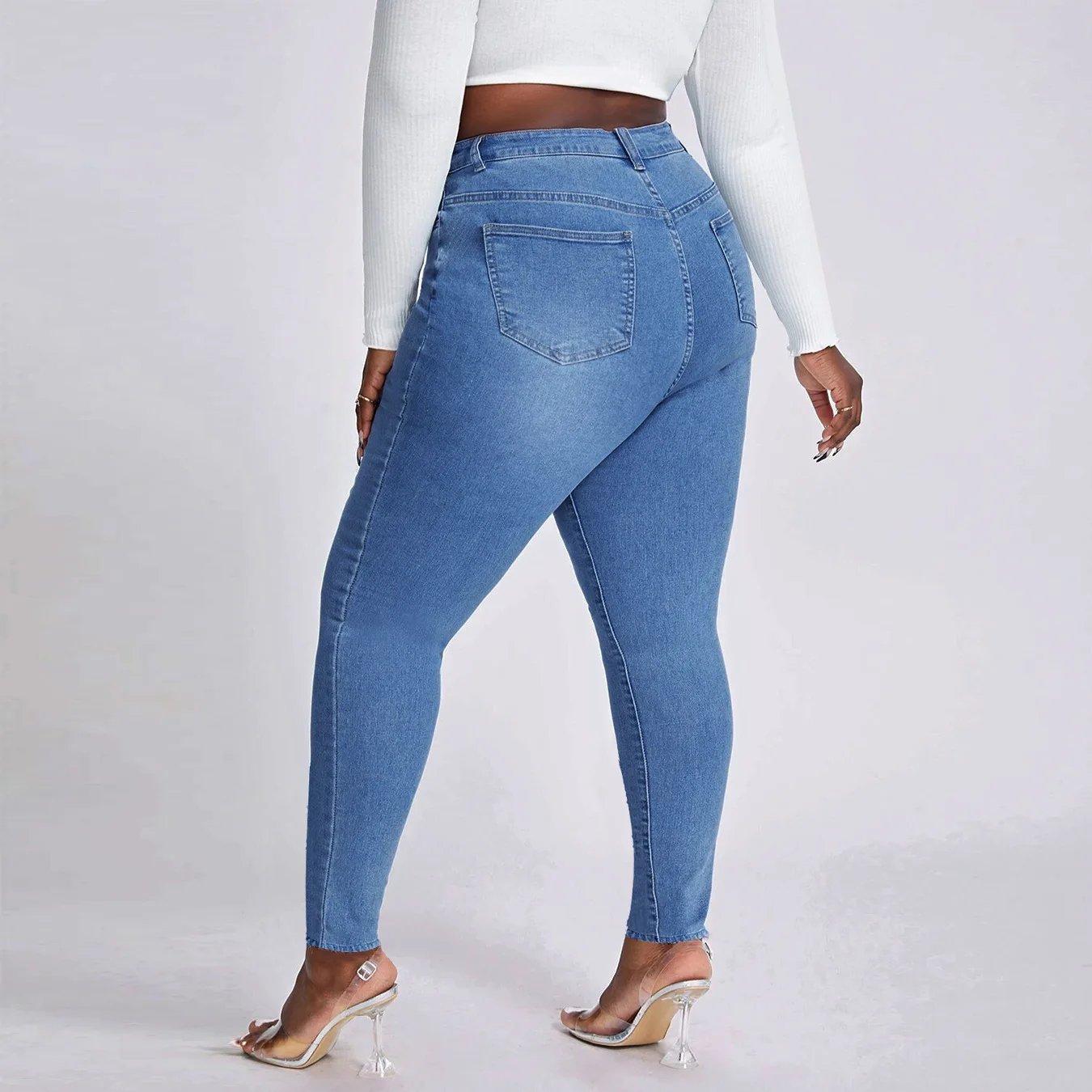 2023 New Women's High Waist Plus Size Jeans Fashion Stretch Skinny Denim Pencil Pants Casual Female Trousers XL-4XL Drop Ship