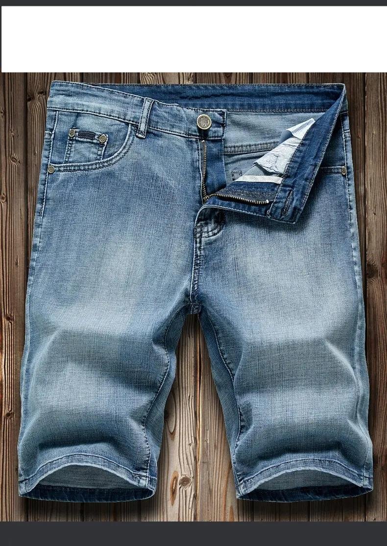2023 Summer Shorts Jeans Men Denim Pants Stretch Dark Blue Fashion Design Men's Jeans Slim Straight Male Short Jeans Hombre