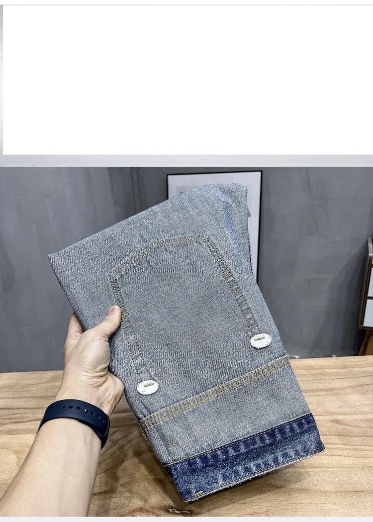 2024 Summer Ripped Denim Shorts Men's Thin Stretch Breathable Fashion Brand Pants High-End Casual All-Match Cropped Pants