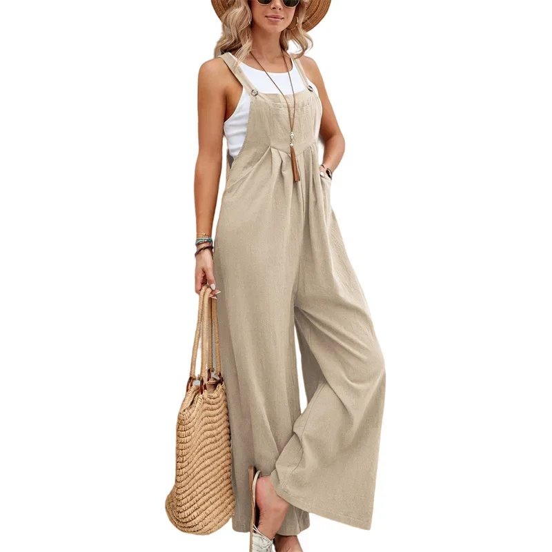 Women's Loose Fit Fashion Overalls Wide Leg Baggy Bib Overalls Jumpsuit Dungarees Summer Jumpsuit Casual Elegant Overalls Summer