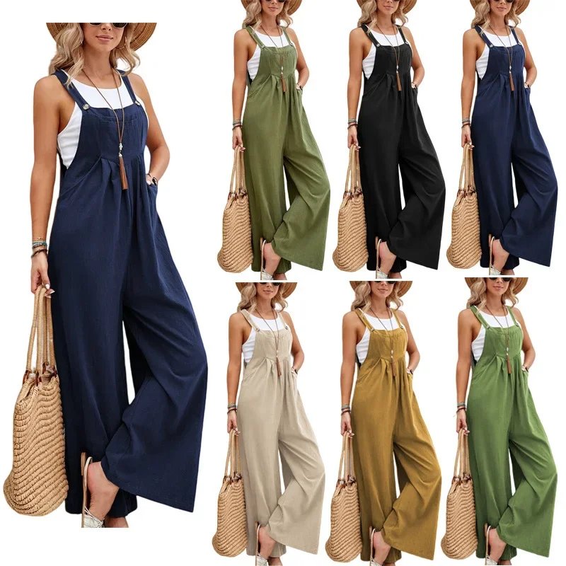Women's Loose Fit Fashion Overalls Wide Leg Baggy Bib Overalls Jumpsuit Dungarees Summer Jumpsuit Casual Elegant Overalls Summer