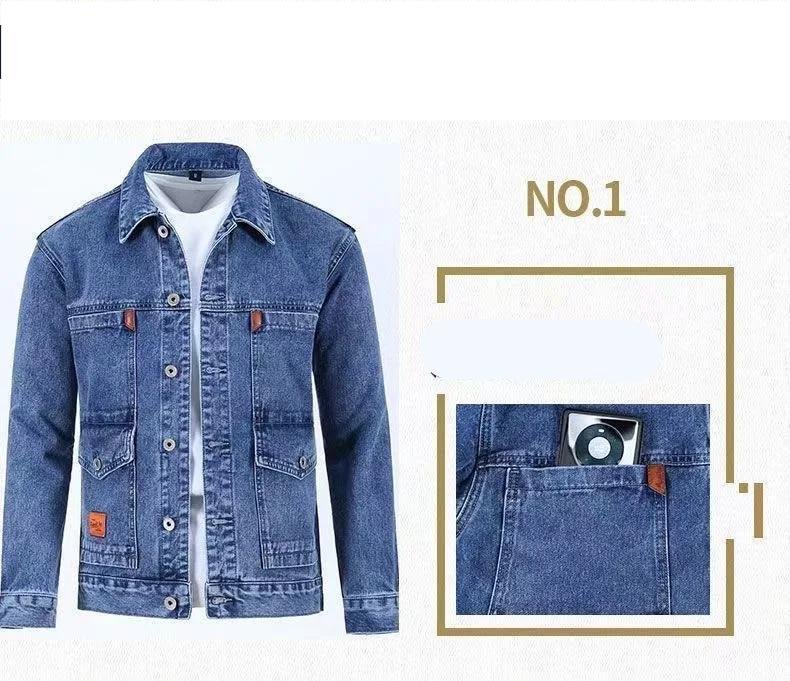 2023 Spring and Autumn New Fashion Trend Solid Color Denim Jacket Men's Casual Loose Comfortable Large Size High Quality Coat