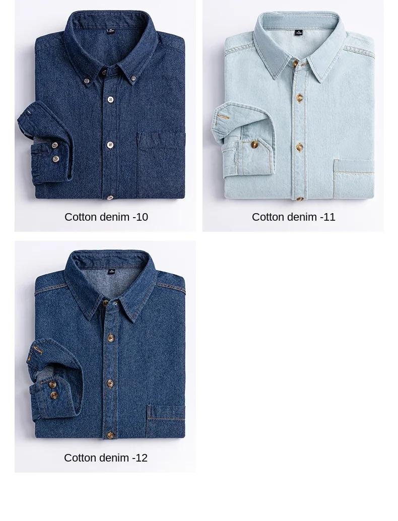 2023 Denim Pocket Design Shirt Classic 100% Cotton Long-Sleeve Fashion Embroider Comfortable Clothes
