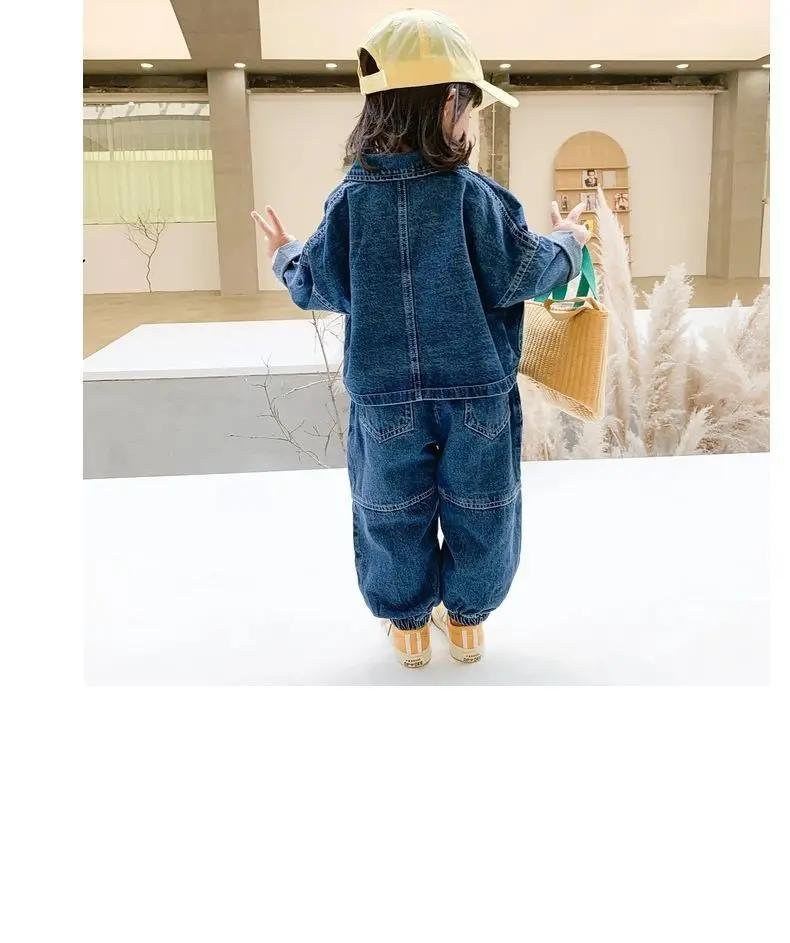 Girls' Casual Set 2023 New Baby Girl Spring Autumn Long Sleeved Denim Kid Toddler Clothing Children's Sports Boy Clothes Outfits