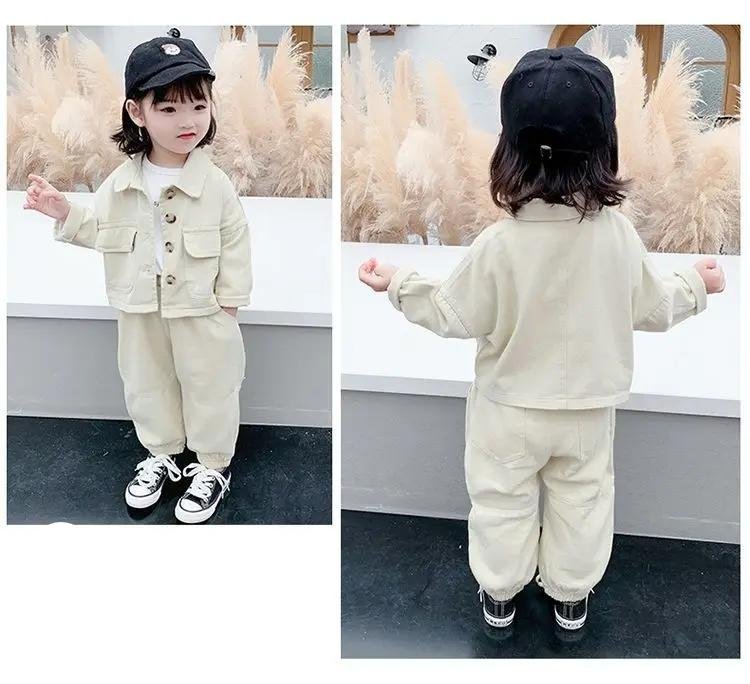 Girls' Casual Set 2023 New Baby Girl Spring Autumn Long Sleeved Denim Kid Toddler Clothing Children's Sports Boy Clothes Outfits