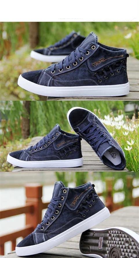 2021 Spring and Autumn High Top Canvas Shoes Men's All-match High Top Casual Sneakers Breathable Deodorant Men's Denim Shoes