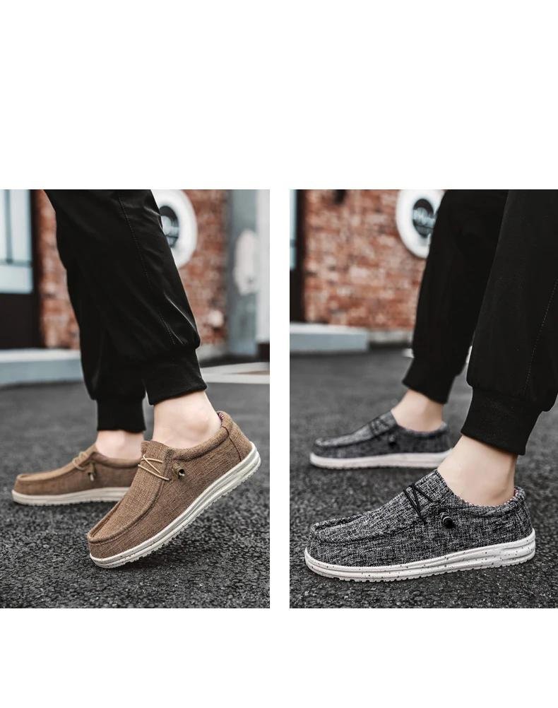 Canvas Men Shoes 2024 Breathable Lightweight Casual Driving Shoes Moccasin Men Slip Easy To Wear Men's Loafers Big Size 40-47