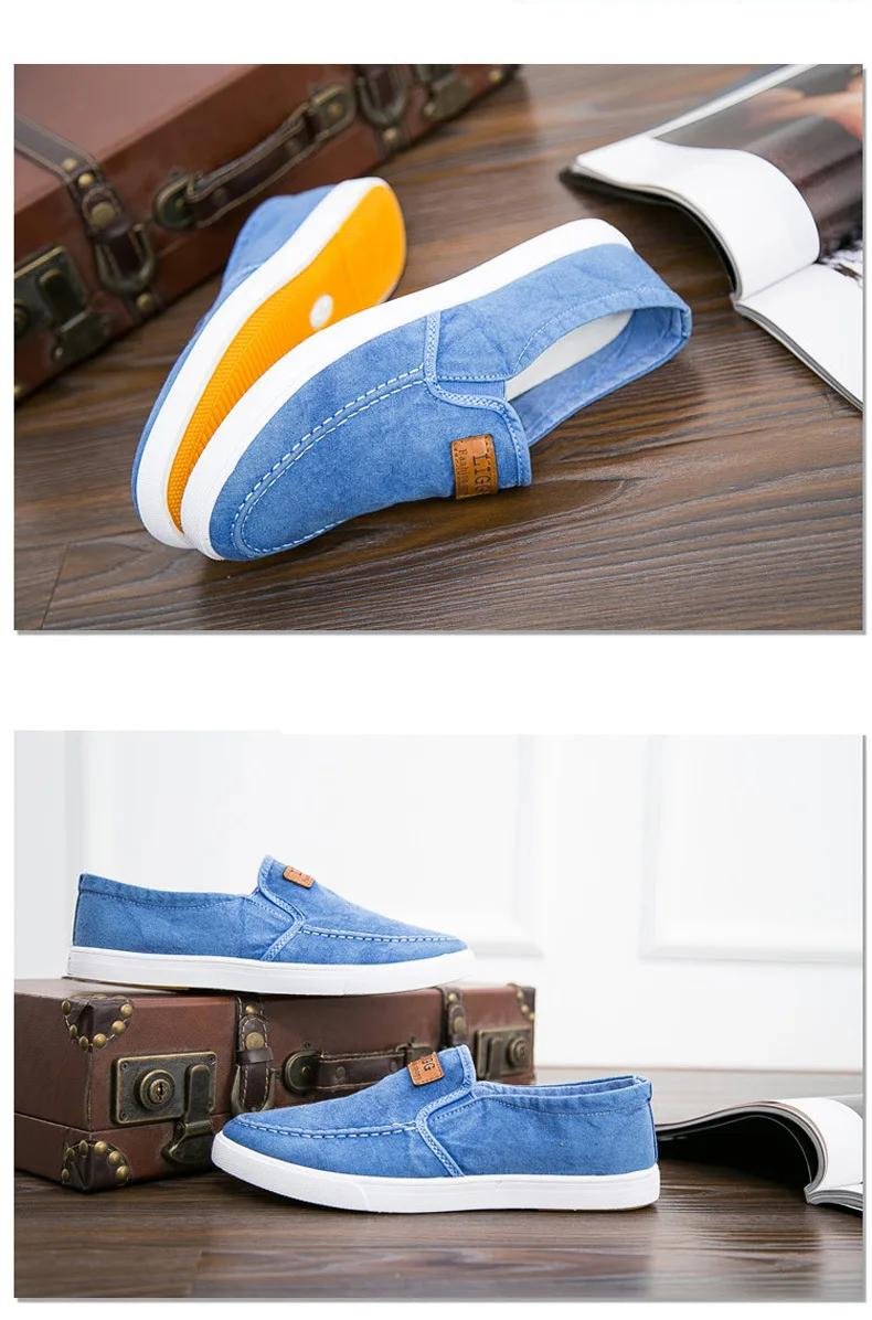 Men's Casual Shoes Breathable Canvas Denim Sneakers Men Walking Flats 2022 Spring Summer Lightweight Slip-on Loafers Shoes Man