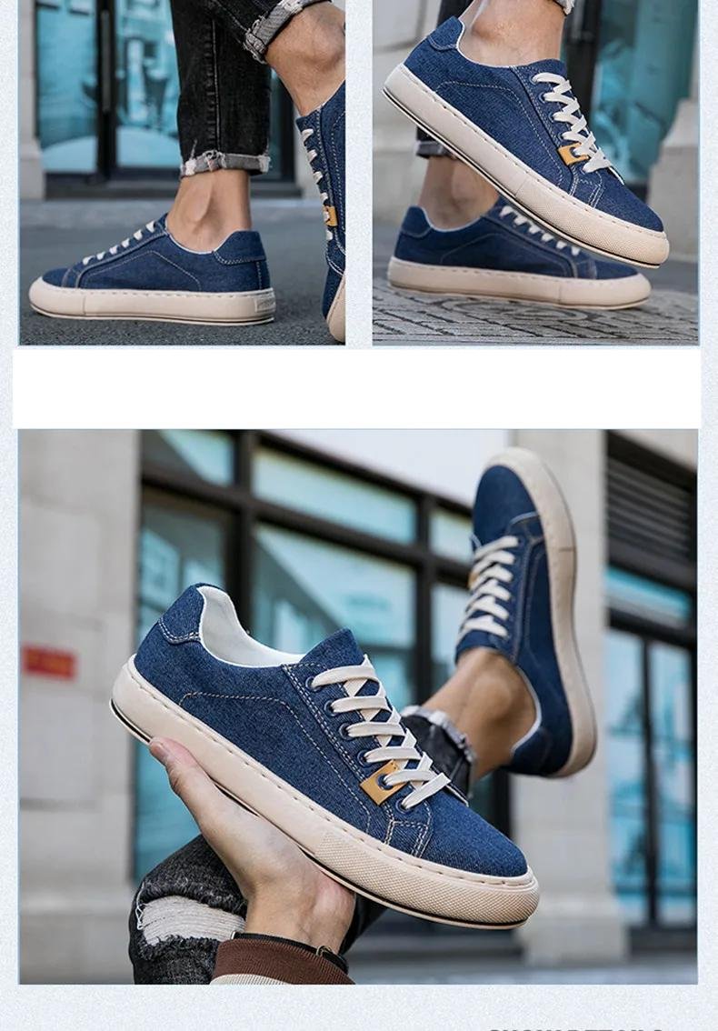 2024 Classic Blue Men's Casual Shoes Retro Denim Canvas Shoes Men Breathable Flat Sneakers Men Canvas Sneakers Spring Loafers