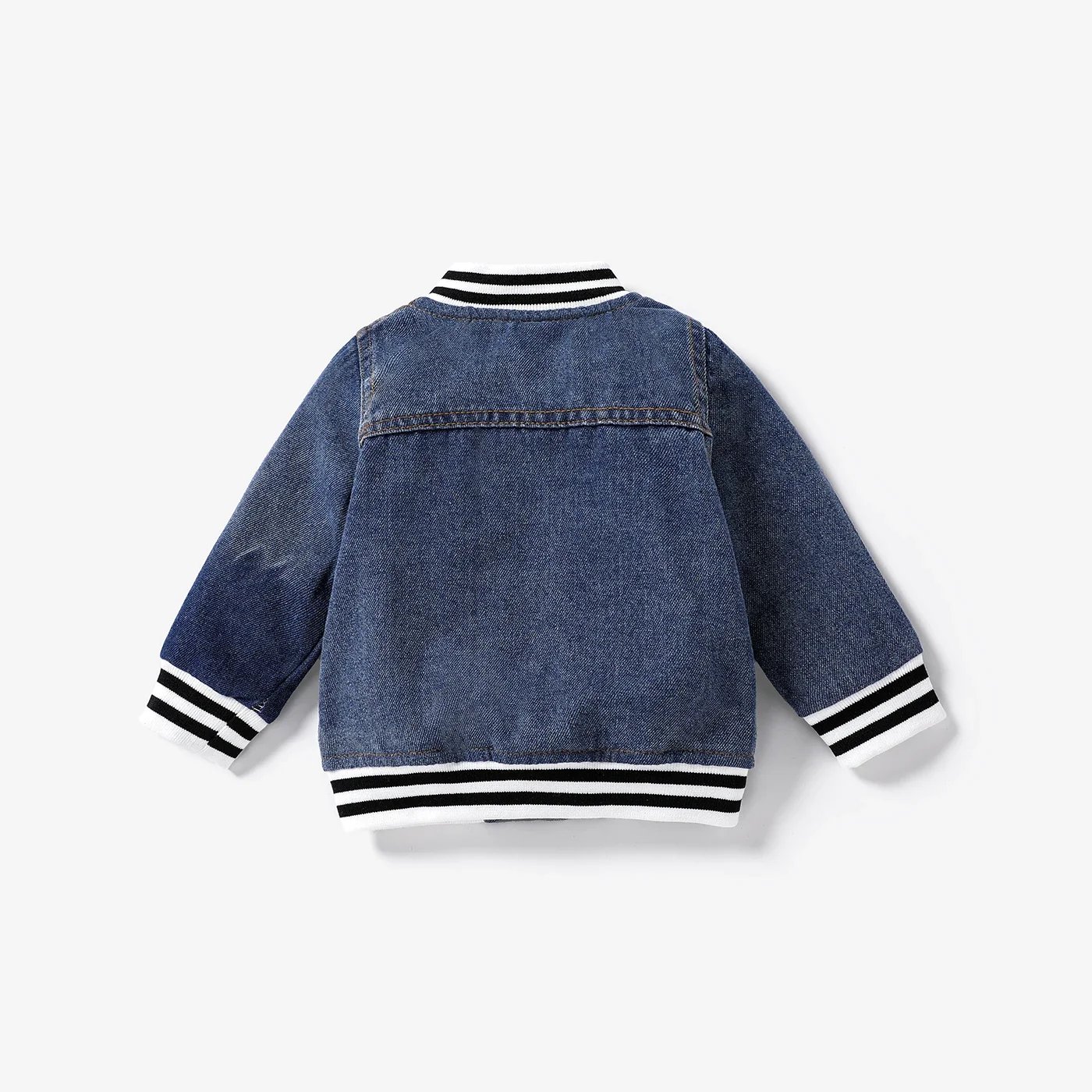 PatPat Baby Boy Hole Design Trendy Basic Long Sleeve Denim Jacket Soft and Comfortable Perfect for Outings and Daily Wear