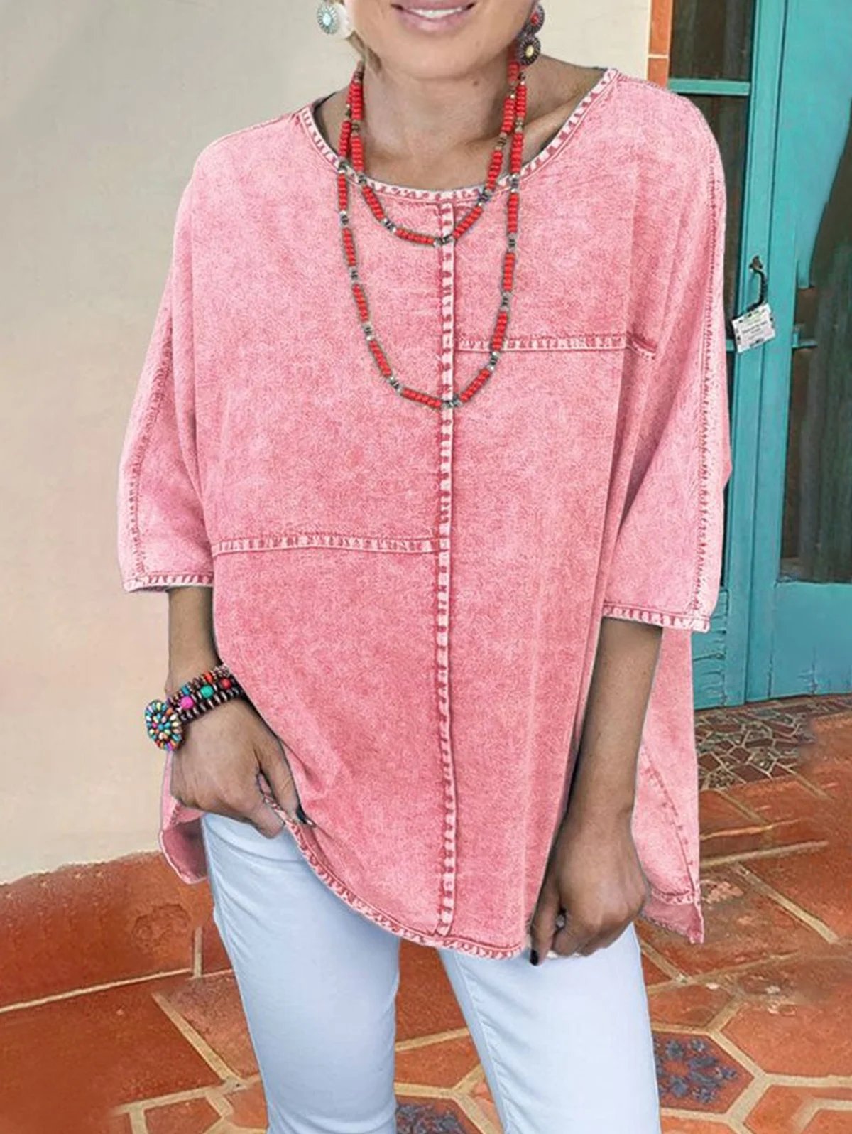 Plus Size Women's Short Sleeve Denim T shirt Loose Casual Vintage Harajuku Tee Top High Street Summer Round Neck Basic T shirt