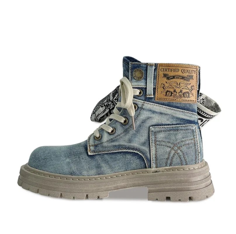 2024 Women Autumn New Style Fashion Round Toe Brand Design Women Boots Casual Thick Bottom Leather Women Cowboy Ankle Boots