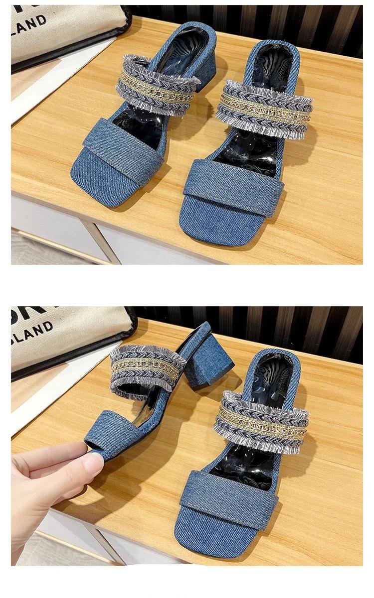 Women High Heel Sandals Summer Casual Female Shoes Woman Square Heel Open Toe Fashion Ladies Sandalias Wedge Shoe 2024 New 35-43
