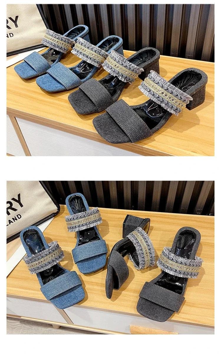 Women High Heel Sandals Summer Casual Female Shoes Woman Square Heel Open Toe Fashion Ladies Sandalias Wedge Shoe 2024 New 35-43