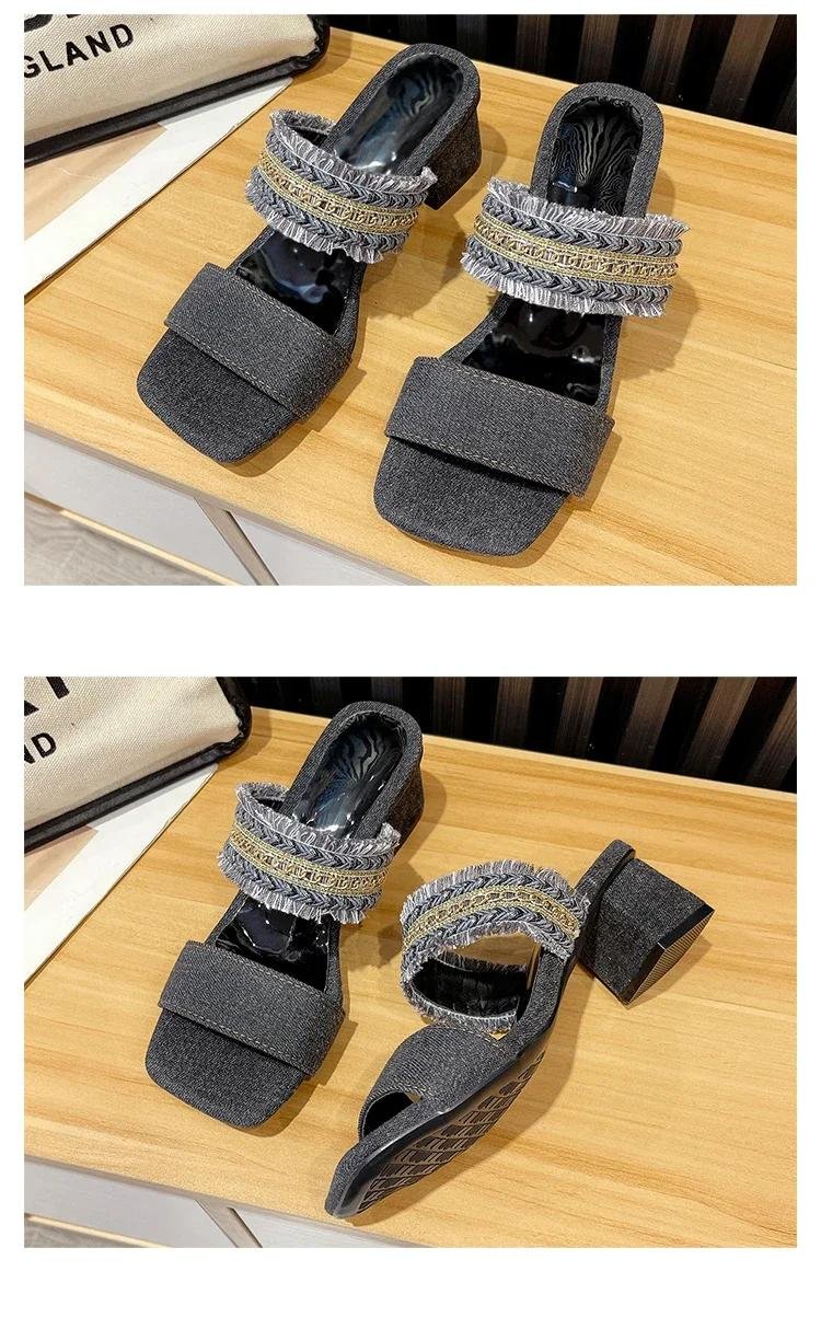 Women High Heel Sandals Summer Casual Female Shoes Woman Square Heel Open Toe Fashion Ladies Sandalias Wedge Shoe 2024 New 35-43