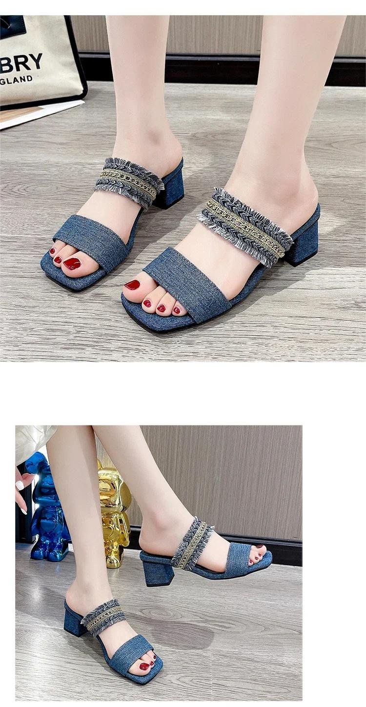 Women High Heel Sandals Summer Casual Female Shoes Woman Square Heel Open Toe Fashion Ladies Sandalias Wedge Shoe 2024 New 35-43
