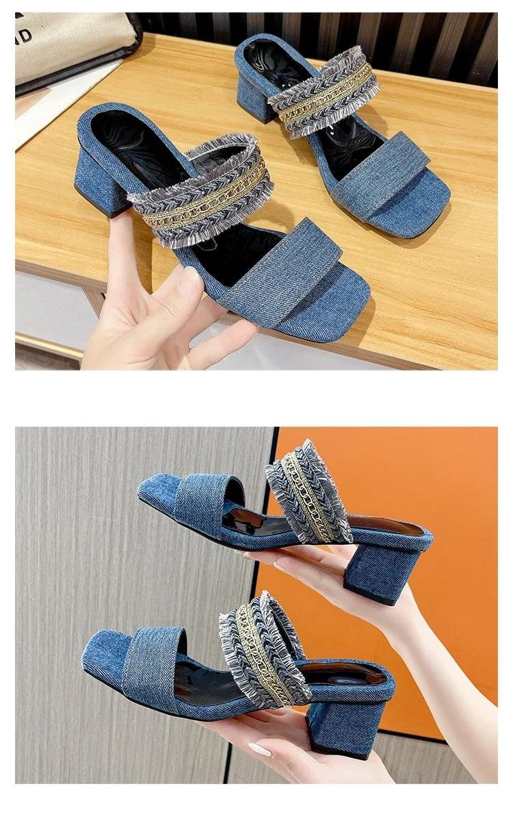 Women High Heel Sandals Summer Casual Female Shoes Woman Square Heel Open Toe Fashion Ladies Sandalias Wedge Shoe 2024 New 35-43