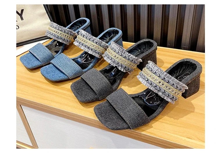Women High Heel Sandals Summer Casual Female Shoes Woman Square Heel Open Toe Fashion Ladies Sandalias Wedge Shoe 2024 New 35-43