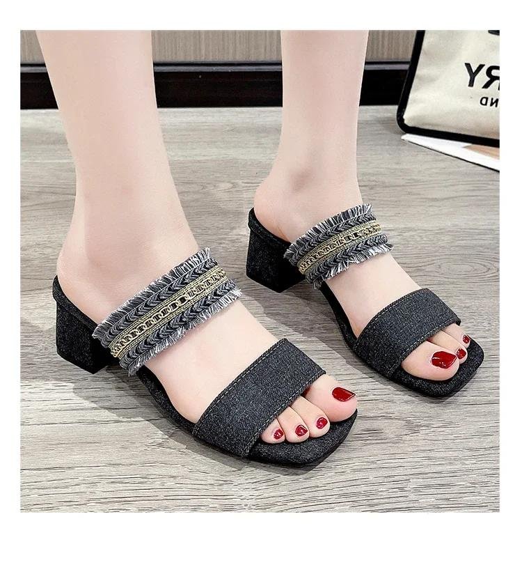 Women High Heel Sandals Summer Casual Female Shoes Woman Square Heel Open Toe Fashion Ladies Sandalias Wedge Shoe 2024 New 35-43