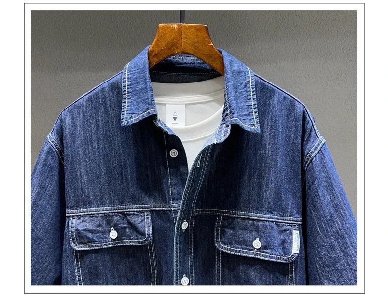 Summer New Men's Denim Short-sleeved Shirt Retro Large Size Tooling Loose Casual Denim Tops All-match 7XL 8XL