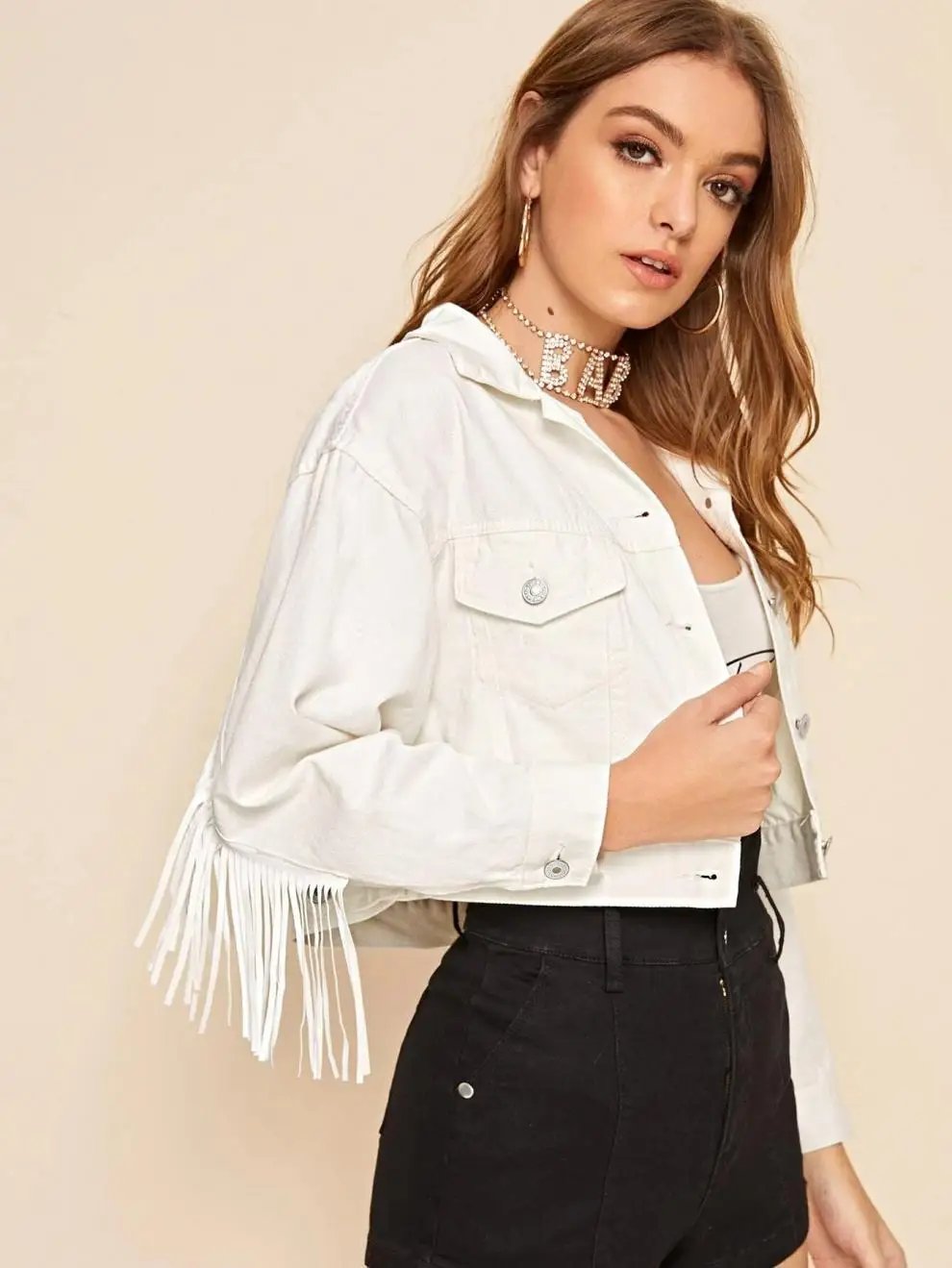 2024 Autumn New Fashion Denim Coat Female Short Korean Version of Fashion Tassel Jacket Top Women Shirt