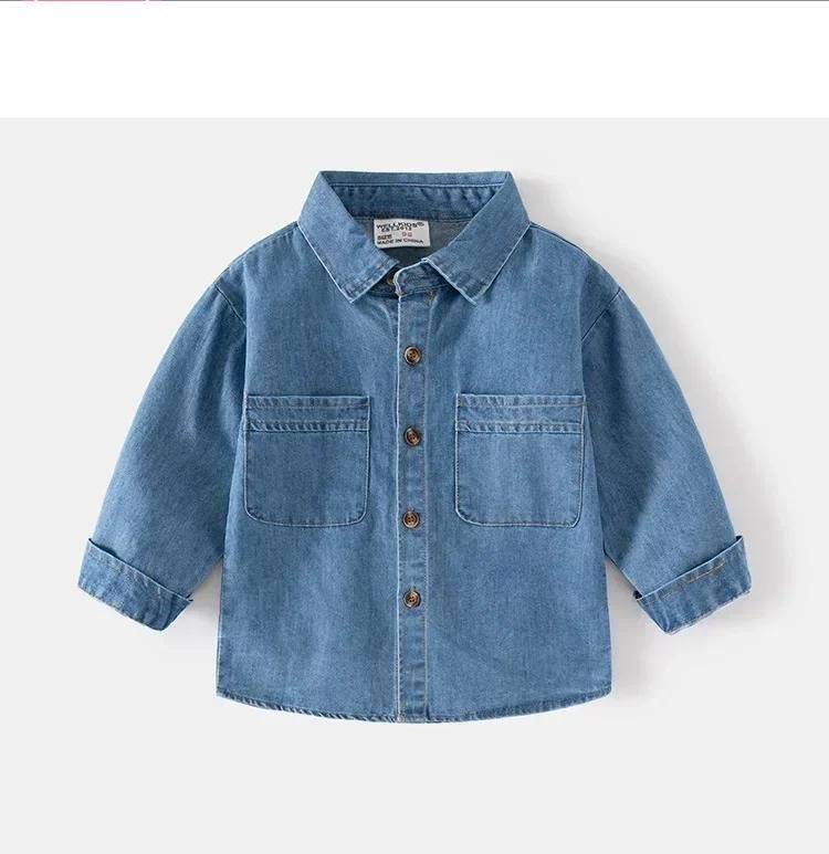 2023 Spring kids Casual Fashion Denim Clothes Children Toddler Academy Style Long Sleeve Shirt Boys Birthday Gift Clothing