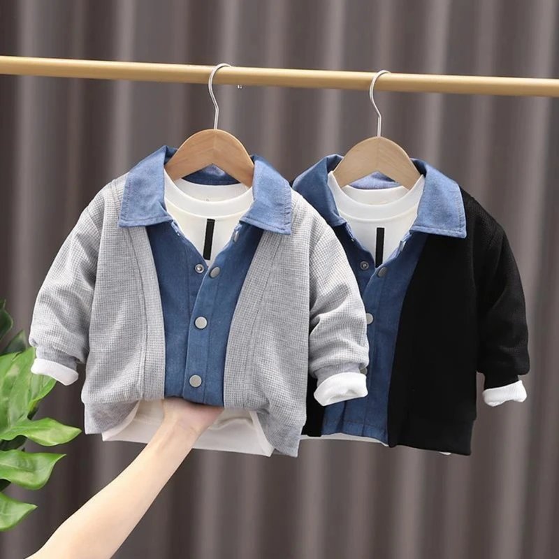 Children Baby Boy Jean Shirt Jacket Spring Autumn Fashion Toddler Kid Denim Blouses Long Sleeve Cardigan Coat Clothes