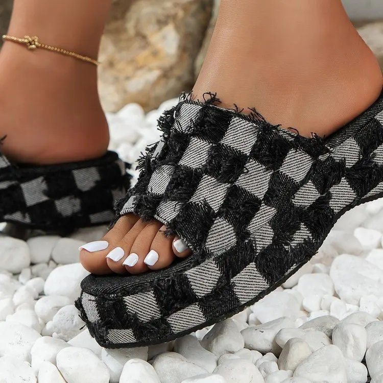 Denim Rome Thick Women Slipper Summer Platform Heels Casual Sport Beach Ladies Slides Fashion Dress Women Sandals Flip Flop