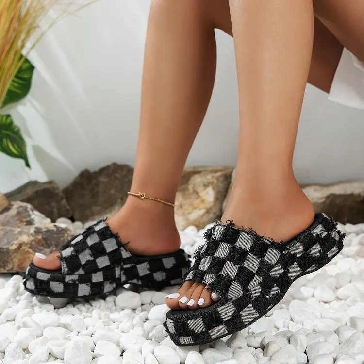 Denim Rome Thick Women Slipper Summer Platform Heels Casual Sport Beach Ladies Slides Fashion Dress Women Sandals Flip Flop